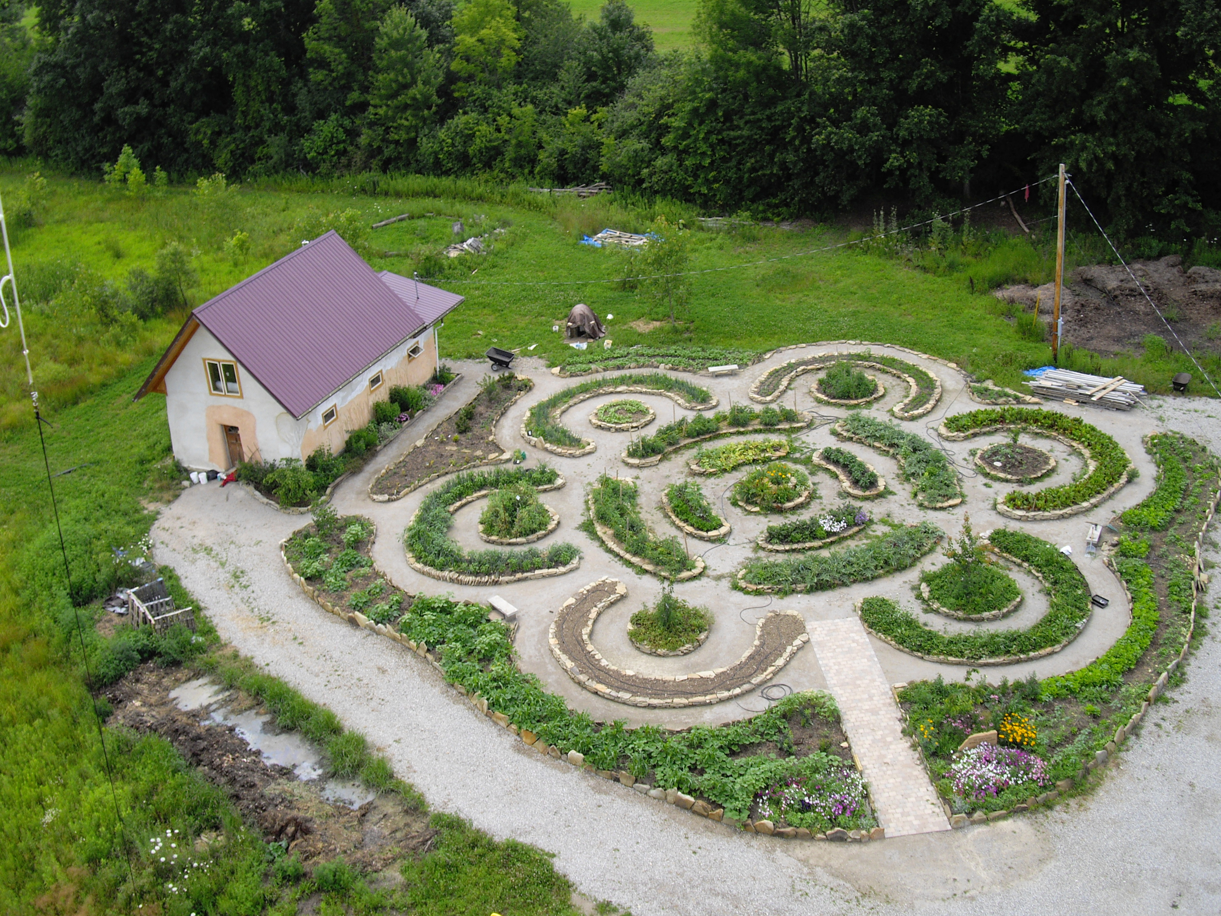 An aerial shot of the George Jones Learning Garden