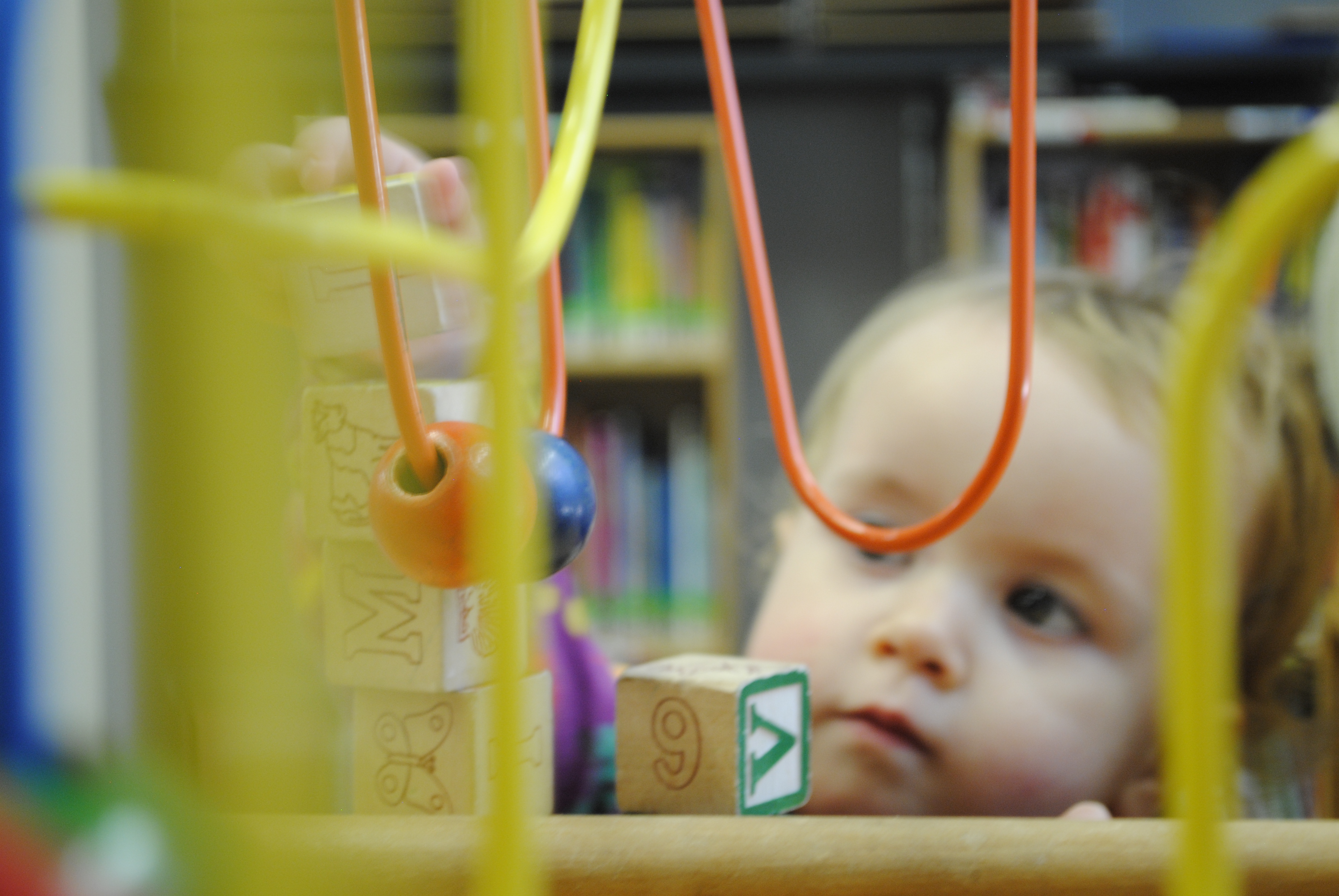 Stacking blocks at the Public Library