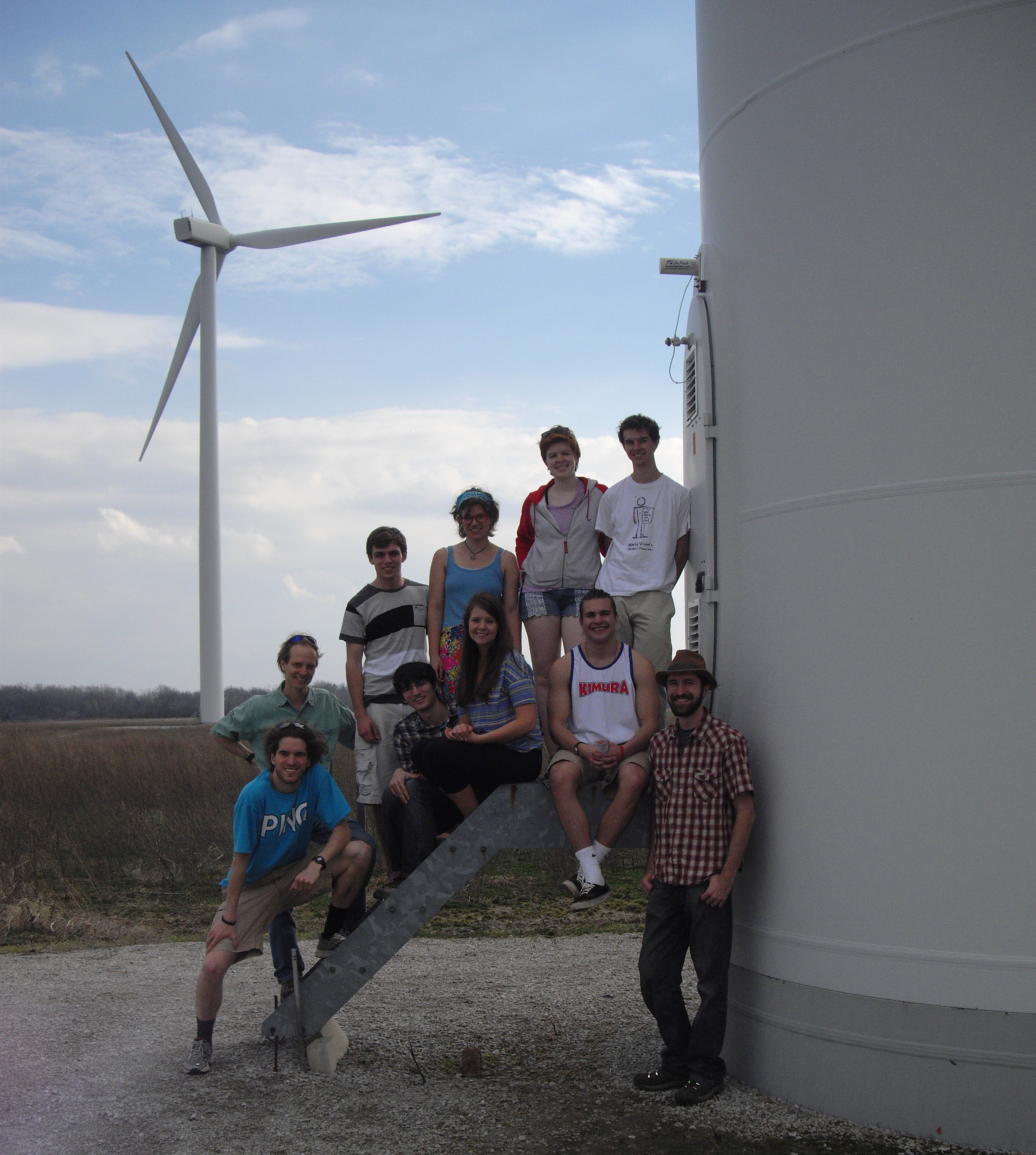 John's class poses outside Green Turpines