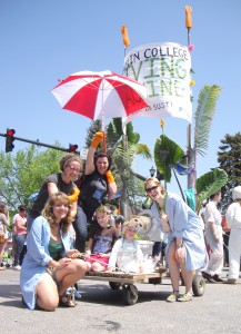 The Living Machine team celebrates during the Big Parade